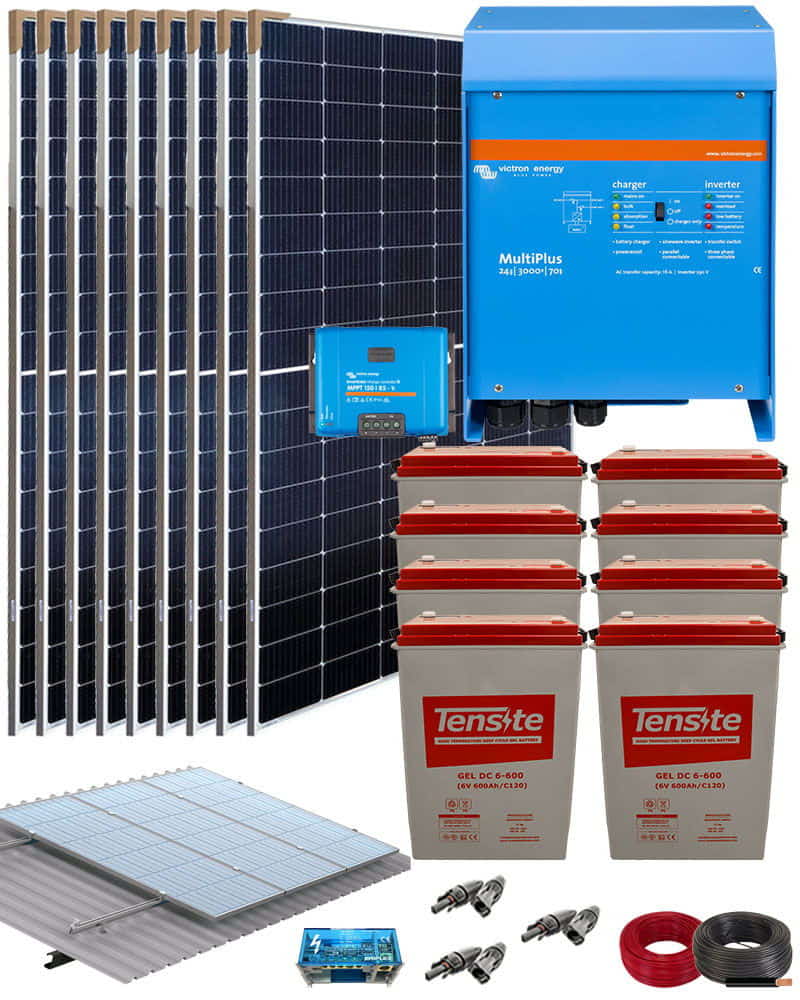 Kit solar Victron-Litio 5000W potencia y 3000Wh/día con batería de 7,2kwh -  V6
