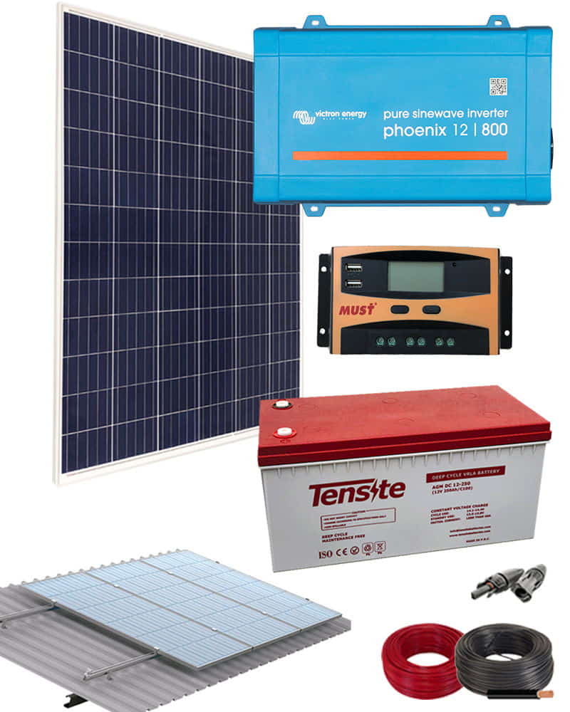 Kit Panel Solar 600W 12V 1000Whdia con Batería de Gel
