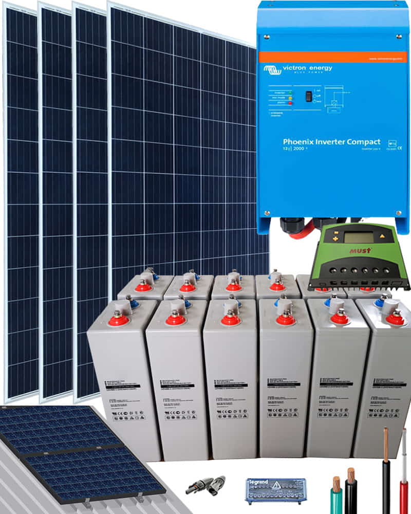 Kit Solar Autoconsumo Baterías 2000W 24V 6400Whdia | al Mejor Precio