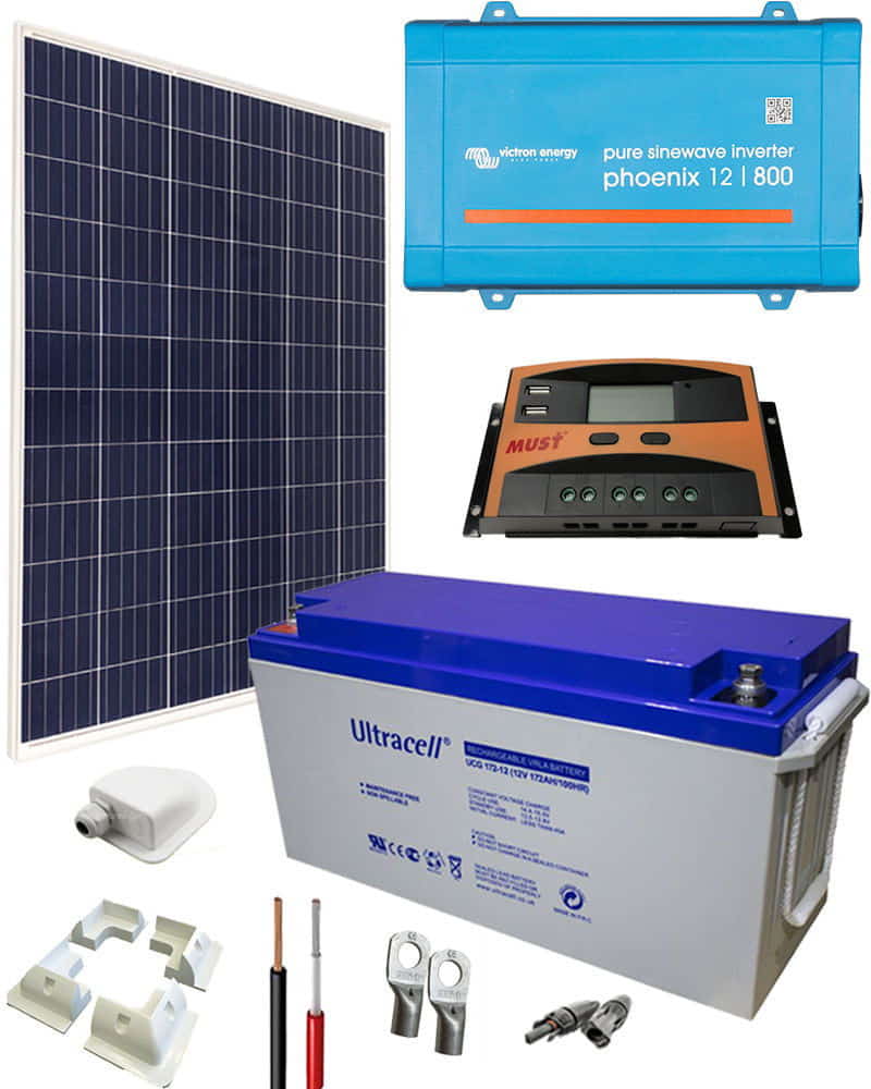 Kit solar completo para caravanas 100W con regulador para carga de 2  baterías