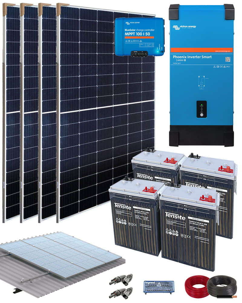 Kit Solar 24v 500w a 2000w Hora Regulador 40a con LCD (2 paneles) :  : Bricolaje y herramientas
